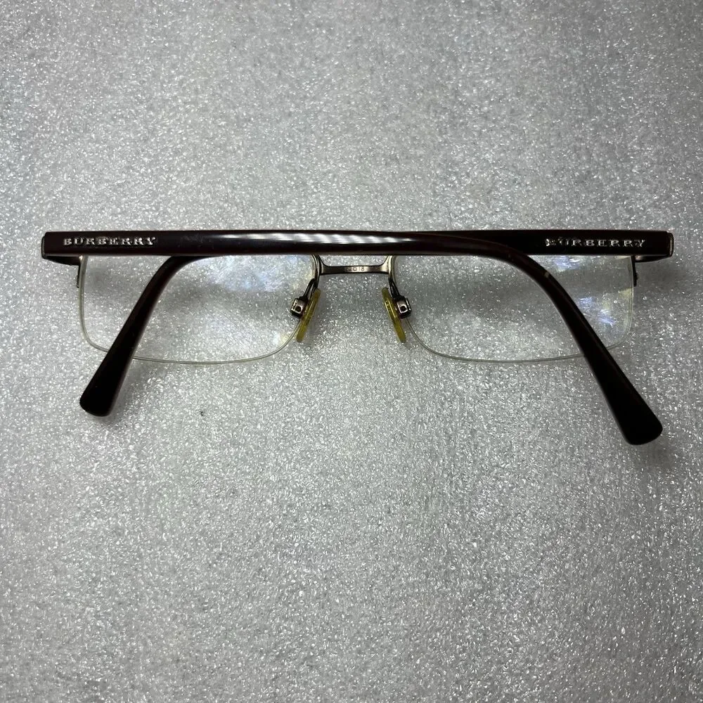 Burberry Eyeglasses B 1006 1012 Brown Half Rim Frame Only Italy 52-18-140mm